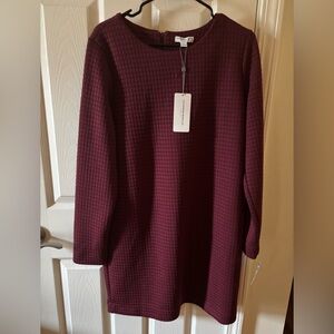 New! Katherine Barkley burgundy long sleeve knit dress size 12